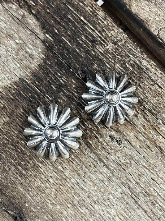 Sterling Silver Concho Earrings