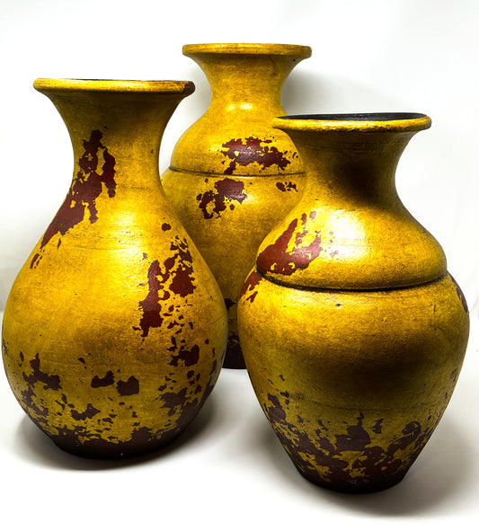 3 Set Mustard Yellow Mexican Pottery