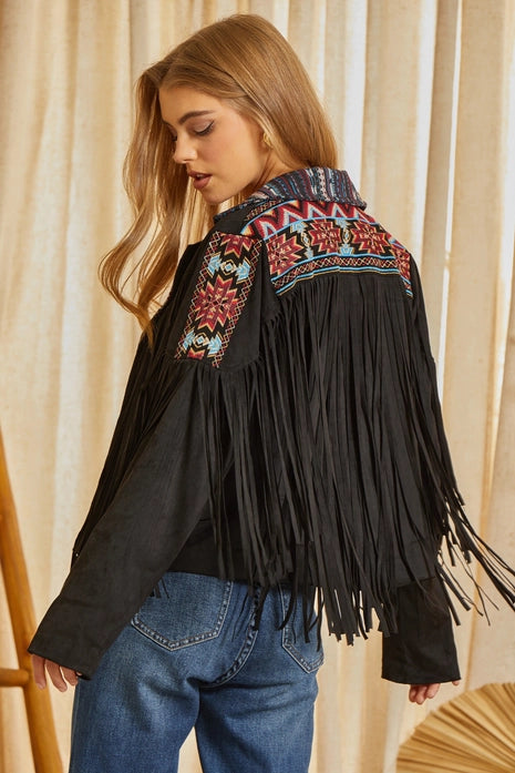 Mary Jane Suede Fringe Jacket