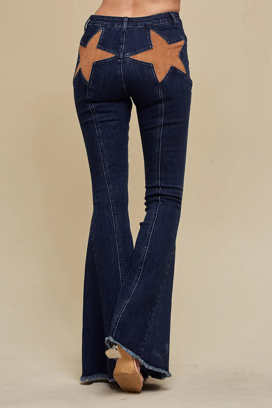 Suede Star Flared Denim Jeans