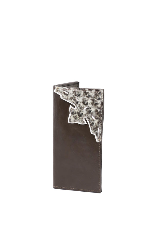 Ostrich Checkbook Wallet Nicotine