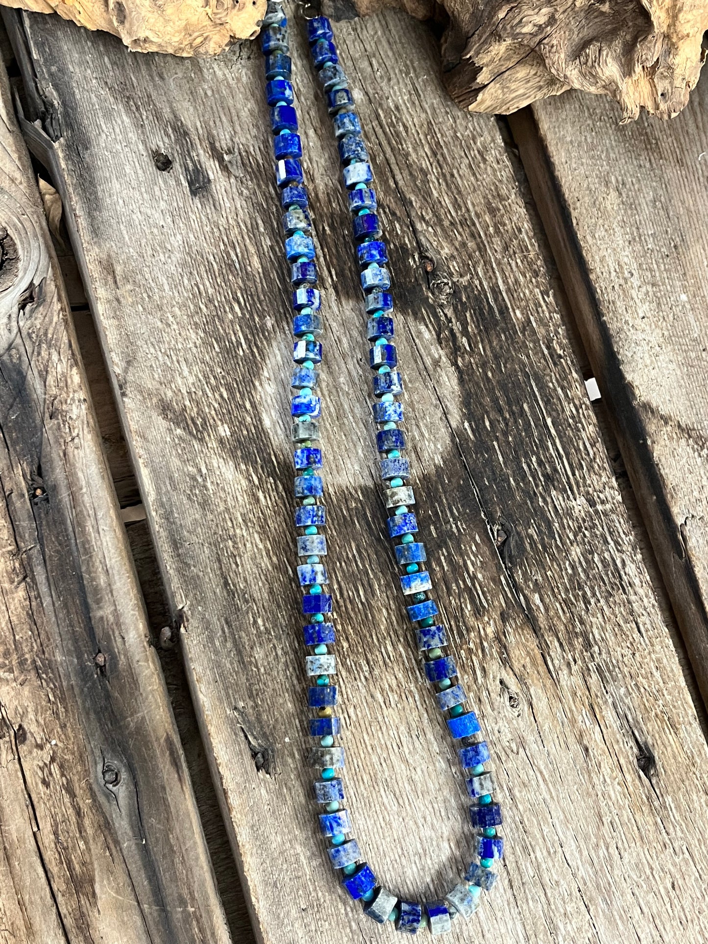 Natural lapis w/turquoise beads necklace