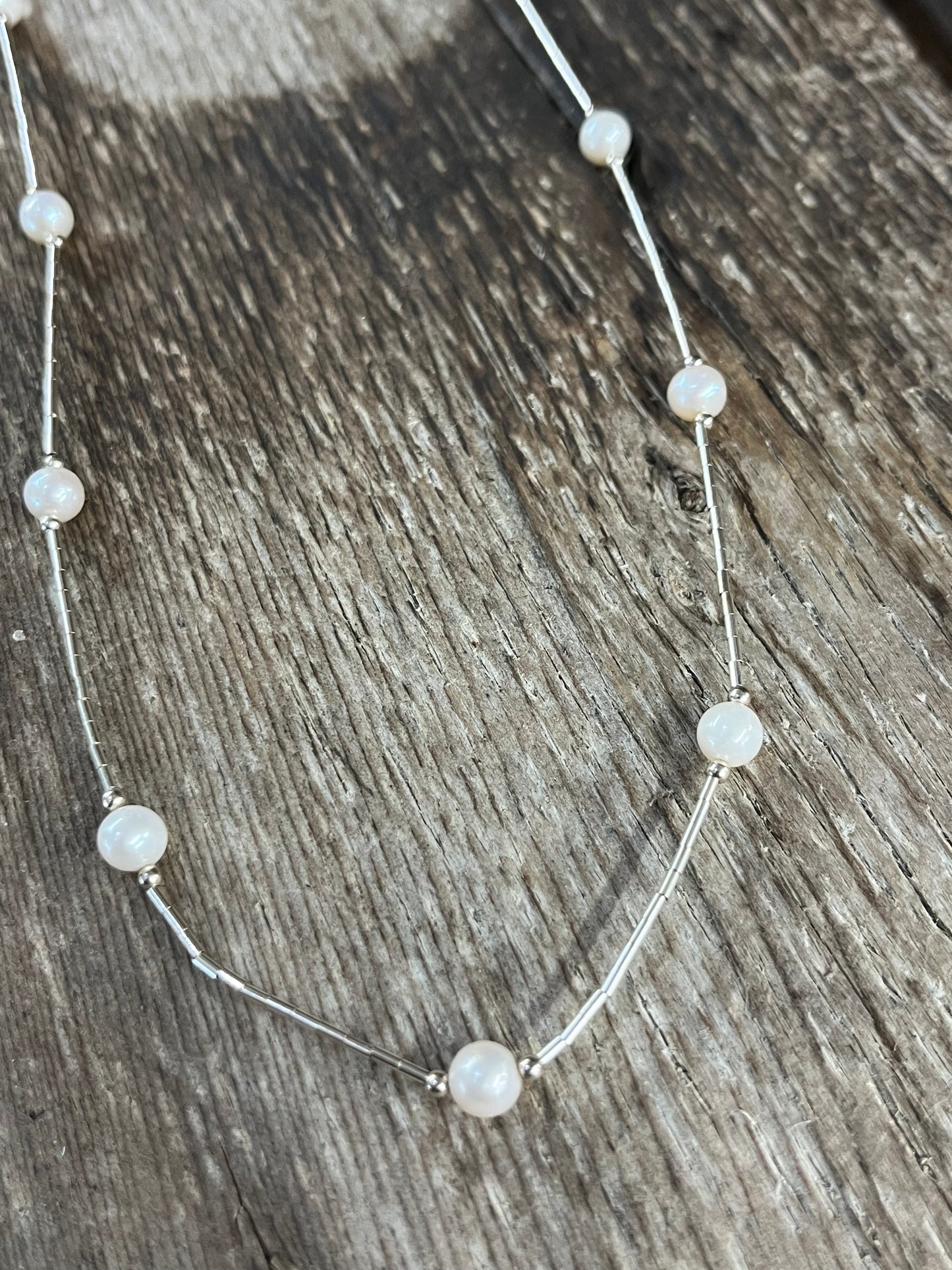 Liquid Silver Pearl Necklace
