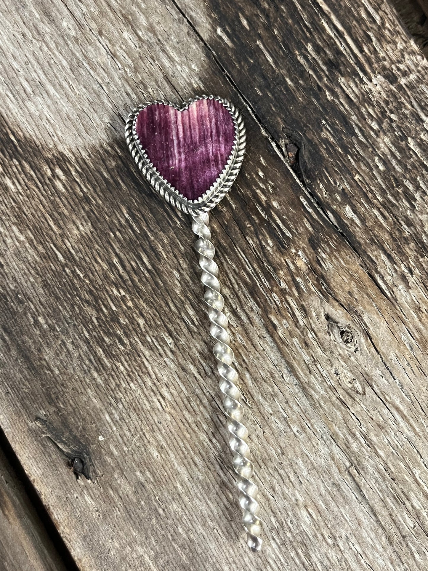 Purple Spiny  Heart Hairpin