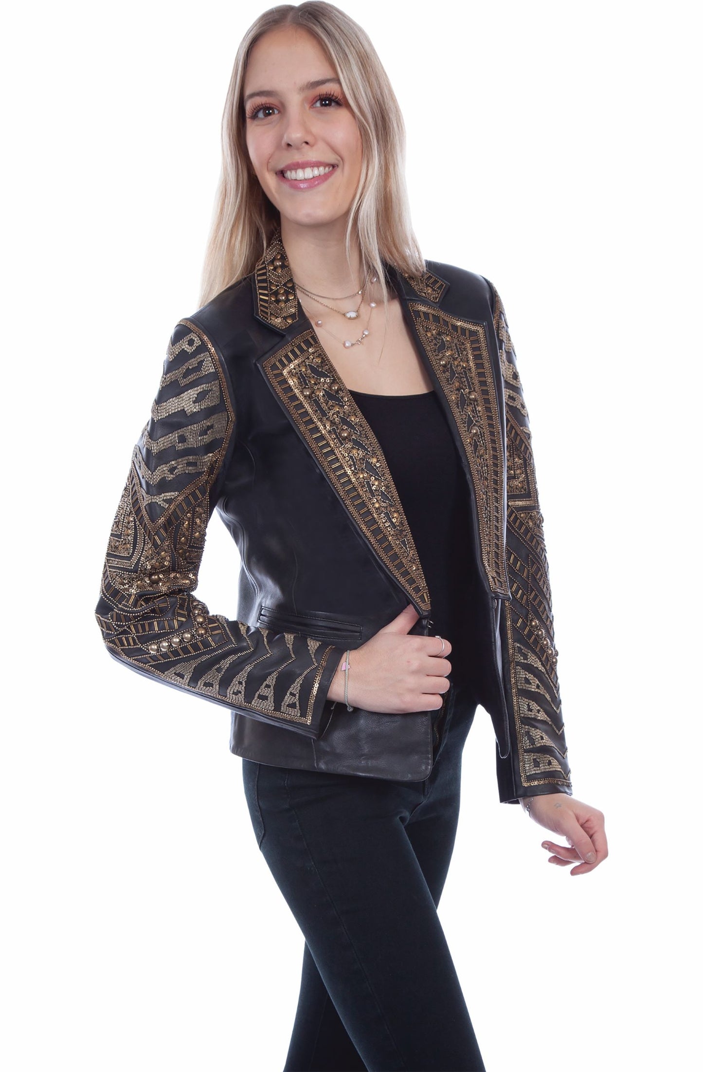 Scully's Women's Beaded Black and Gold Jacket