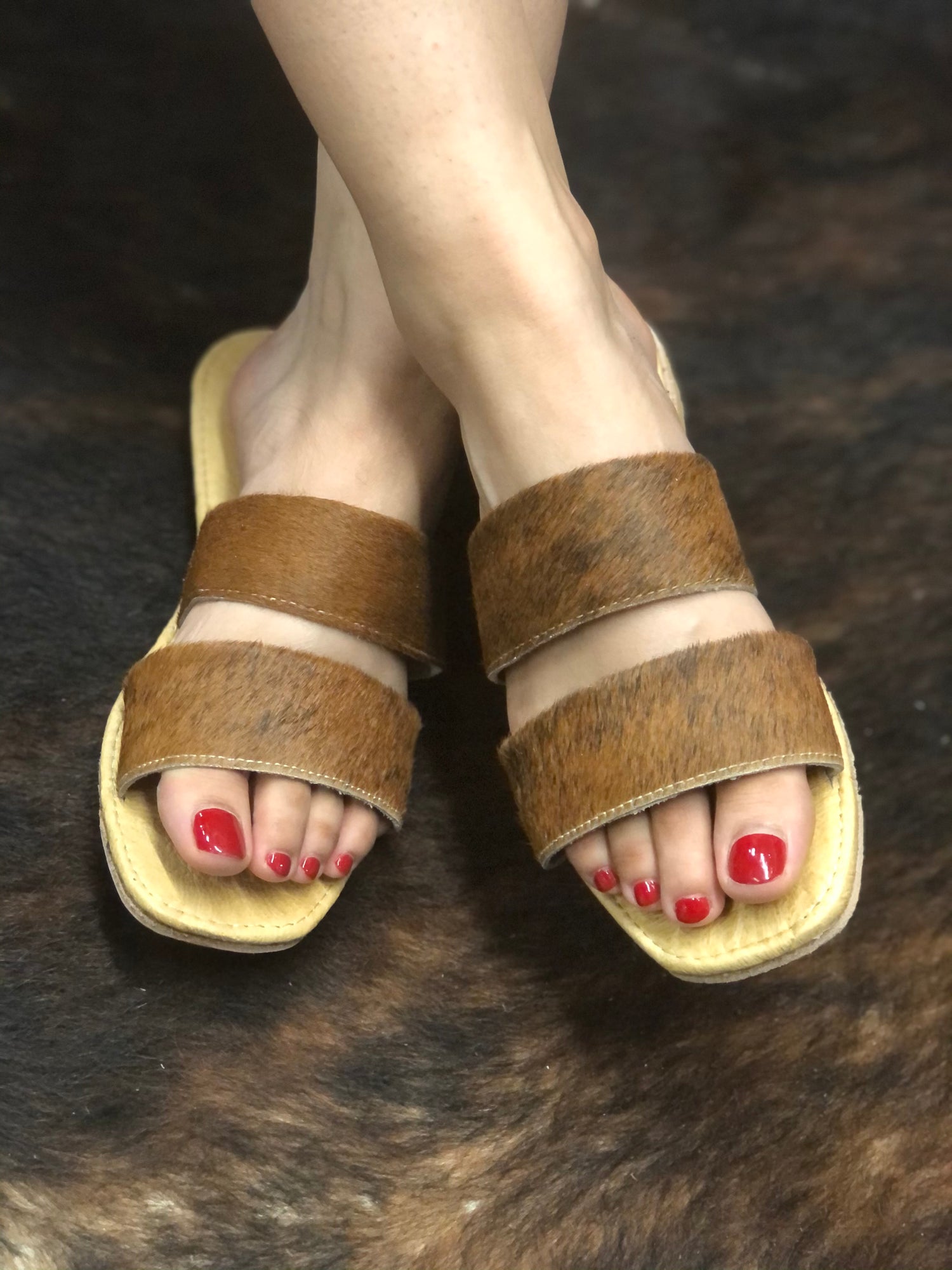 Honey Blonde Cowhide Sandals