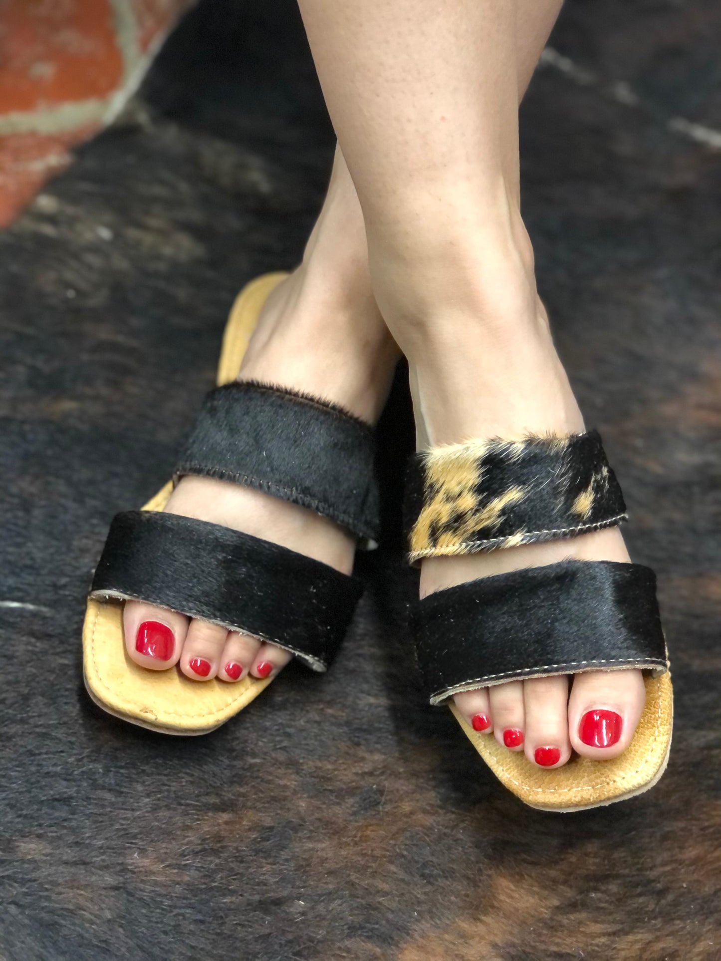 Tiger Cowhide Sandals