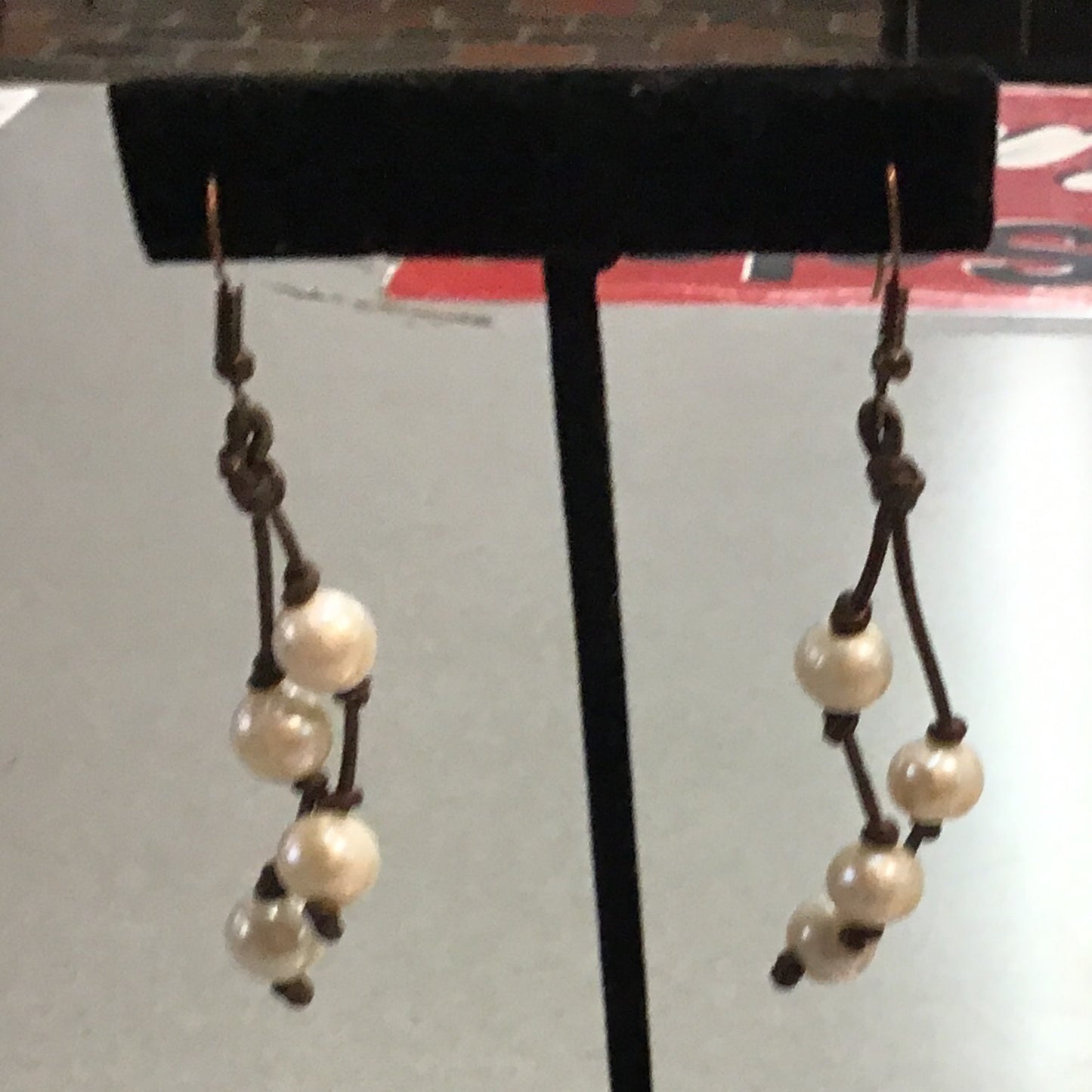 Leather Pearls Earrings